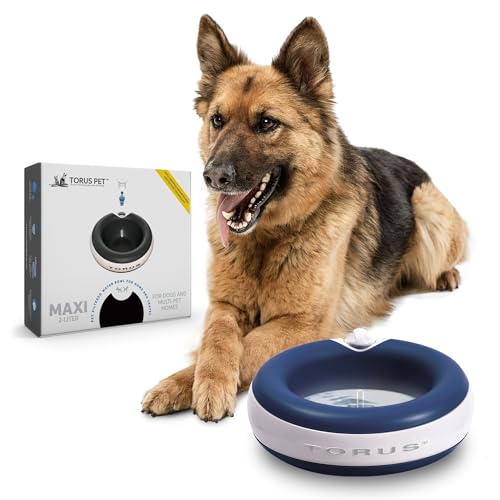 Torus Pet Maxi Gefilterter Wassernapf (blau) – 2 Liter – Napf für Zuhause und unterwegs – Autofill – Kein Auslaufen – Antimikrobiell – BPA-frei – Hund – Katze von Heyrex