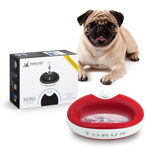 Torus Pet Mini Filtered Water Bowl (Red) - 1 Liter – Home and Travel Bowl - Autofill - Portable - Antimicrobial - BPA Free - Cat - Small Dog von Heyrex