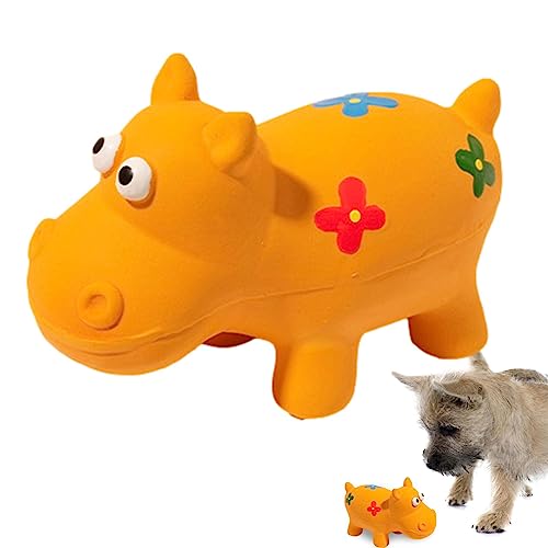 Toseky Quietschspielzeug für kleine Hunde | Süßes Nilpferd-Welpenspielzeug aus Latex,Kauspielzeug für Welpen, interaktiv, Zahnen, Indoor-Spiel für kleine bis mittelgroße Hunde, Haustiere, Rassen von Toseky