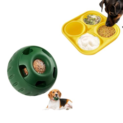 Toseky Schnüffelball für Hunde, Hundeball mit Utterspender Hundefutterspender Interaktives Hundespielzeug, befüllbare Silikonformen für kleine bis große Hunderassen, spülmaschinenfest von Toseky