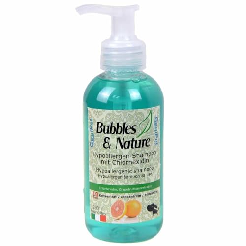 Bubbles und Nature Hundeshampoo Fellpflege für Haustiere (Chlorhexidin - Hypoallergen Hundeshampoo) von Tosol