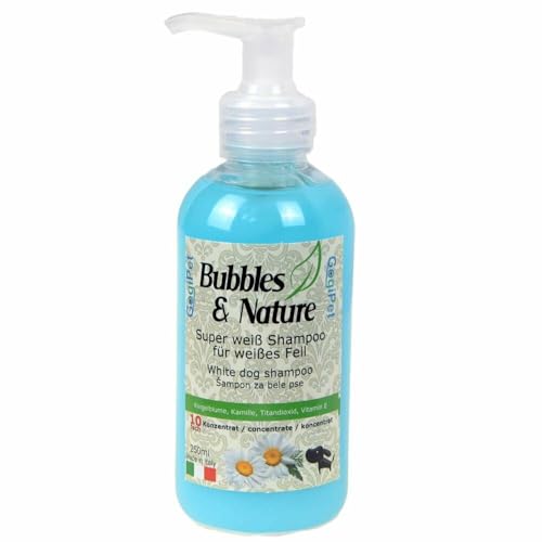 Bubbles und Nature Hundeshampoo Fellpflege für Haustiere (Hundeshampoo Super Weiß für graue und weiße Hunde) von Tosol