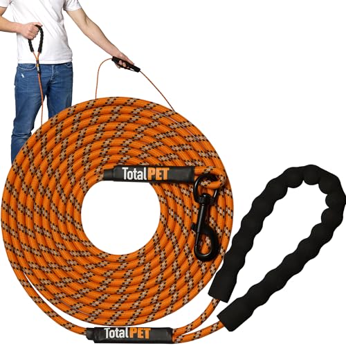 Total Pet Seil-Trainingsleine für Hunde – lange Leine für Training Rückruf & Befehle auf Distanz mit Kontrollgriff (5 m) von Total Pet