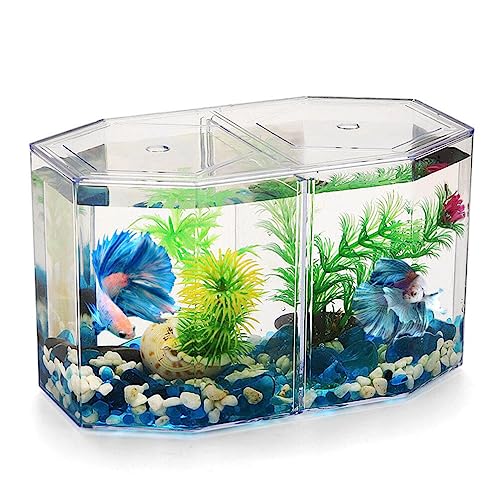 Totority Box achteckiges Aquarium, Betta-Fischschale, kleine Behälter, Garnelen-Tank, Babywagenabdeckungen, Schildkrötenbecken, Betta-Fischtank, Acryl, selbstreinigend von Totority