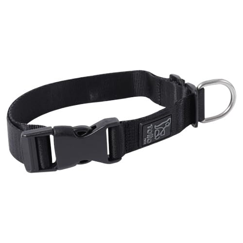 TOTTO - Halsband für große Hunde, Modell Mylu, Größe L, verstellbares Hundehalsband, robuste Beschläge, Sicherheitsblech, D-Ring für Leine, Schwarz von Totto