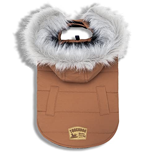 Touchdog Eskimo-Swag Hundemantel mit Entendaunen, Größe L, Braun von Touchdog