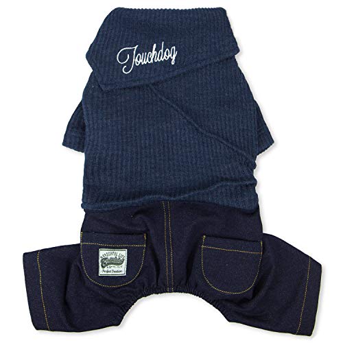 Touchdog Vogue Neck-Wrap Pullover und Jeanshose, Größe M, Marineblau von Touchdog