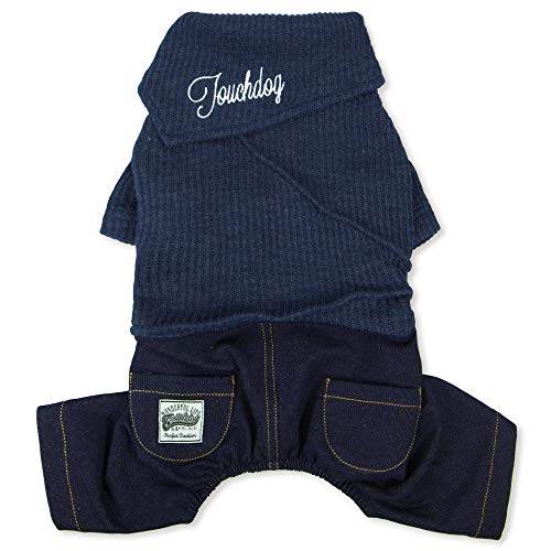 Touchdog Vogue Neck-Wrap Pullover und Jeanshose, Größe XS, Marineblau von Touchdog