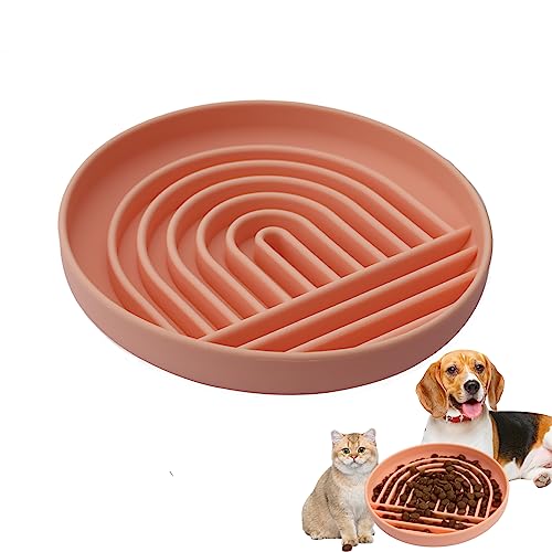 Slow Feeder Hundenapf Silikon Langsame Fütterung Hundenapf Labyrinth Hund Futternapf Geschirr zum Verlangsamen Essen Kleine Mittlere Rassen Katze/Welpen (Orangepink) von Toulideifaria