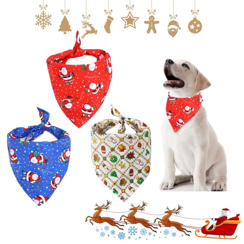 Hundehalstuch Weihnachten, Hund Weihnachten Halstuch, 3 Stück Hundehalstuch, Hunde Bandana Kopftücher, Hundehalstuch Weihnachten Geschenk, Bandana für Hund, Hunde Bandana Kopftücher von KARELLS