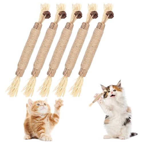 Katzenminze Sticks,Catnip Toy, 5PCS Katzenminze Spielzeugstäbchen, Kausticks für Katzen, Katzen Zahnpflege Spielzeug, Matatabi Katze Kauspielzeug, lindern Sie Stress, Ängste und Einsamkeit bei Katzen von Toulifly