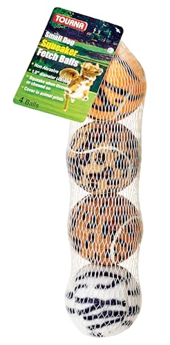 Unique Sports Mini-Tennis-Apportierbälle für kleine Hunde, Tierdruck, Quietschball, Hundespielzeug, 4 Stück von Tourna