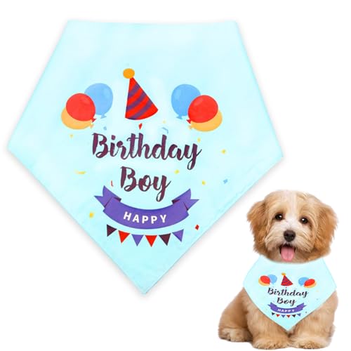 Hund Geburtstag Bandana Blau Dreieckstuch für Kleine Mittlere Große Hunde Welpen Katzen Junge Hund Happy Birthday Party Supplies mit Baumwollschal Niedlich Geburtstag Party Outfit von Tovbmup