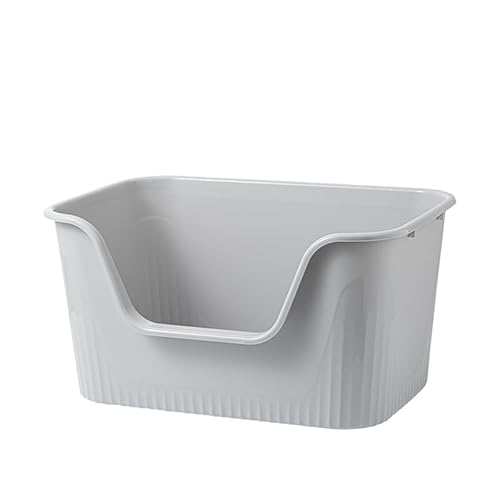 TownTime Katzenklo XXL, 64,18 cm L × 45,3 cm B × 33,3 cm H, Katzenklo groß offen, Katzentoilette für große Katzen, Kätzchen, Katzenklo mit hohem Rand, ohne Deckel, Katzentoilette(Grau) von TownTime