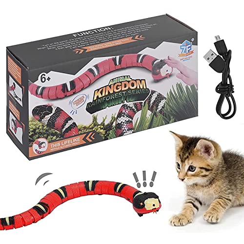 Towwoo Schlangen Spielzeug, Intelligente Elektrisch Interaktives Katzenspielzeug mit USB Kabel, Smart Sensing Schlangenspielzeug, Party Halloween Streich Realistisches Gefälschtes Schlangen Spielzeug von Towwoo