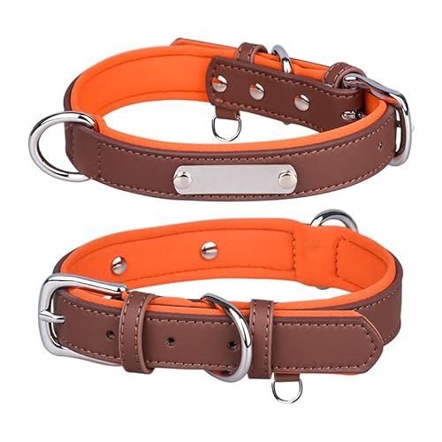 Katzen-Halsband Welpen-Halsband Hundehalsband Edelstahl Hundeanhänger Haustierhalsband Ultra Faser PU kleine und mittlere Hundehalshalsband verstellbares für kleine Katzen und Hunde (orange+brown) von Toyhood