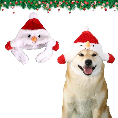 Weihnachtliche Haustier-Kopfbedeckung, Weihnachtsbaum, Schneemann, Baumwolle, hält warm, für Welpen, Katzen, Kopfbedeckung, für kleine Hunde und Katzen (Schneemann 1) von Toyhood