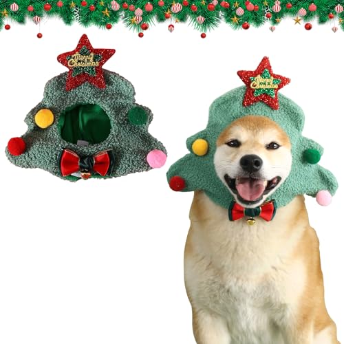 Weihnachtliche Haustier-Kopfbedeckung, Weihnachtsbaum, Schneemann, Baumwolle, hält warm, für Welpen, Katzen, Kopfbedeckung, für kleine Hunde und Katzen (Weihnachtsbaum 1) von Toyhood