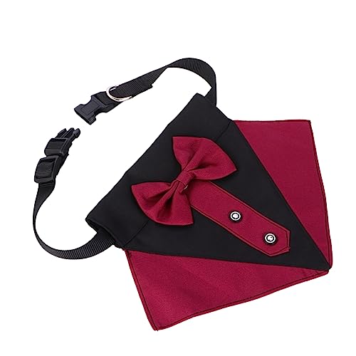 Toyvian 1 Set Pet Bib Puppy Bow Tie Collar for Puppy Bow Hair Ties Pet Triangle Bibs Dog Wedding Bandana Pet Bow Tie Smoking Collar Pet Dog Bib Pet Sabber Bibs Pet Scarf Clothing Red Speichel von Toyvian