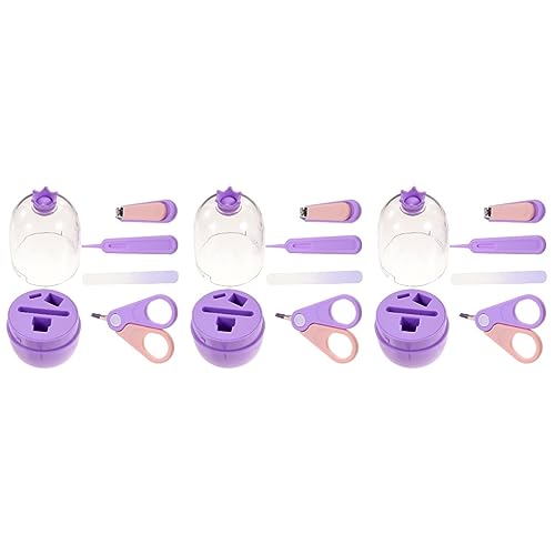 Toyvian 3 Sätze Baby Nagelschere Babypflegeprodukte Baby-maniküre-Set Fingernagel Trimmer Nagelset Mit Süßem Etui Nagelknipser Für Kleinkinder Violett Abs Junge Neugeboren Geschenk von Toyvian