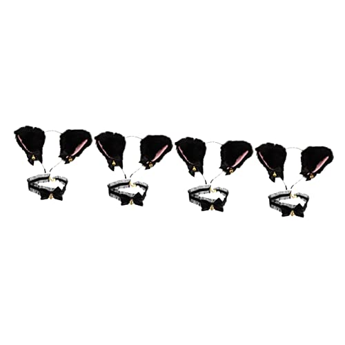 Toyvian 4 Sätze Stirnband Mit Katzenohren Katze Cosplay Stirnband Katzenohren Kostüm Goth-Halskette Katzenkostüm-kit Flauschiges Haarband Mit Katzenohren Spitzen-kit Tier PVC Kätzchen von Toyvian