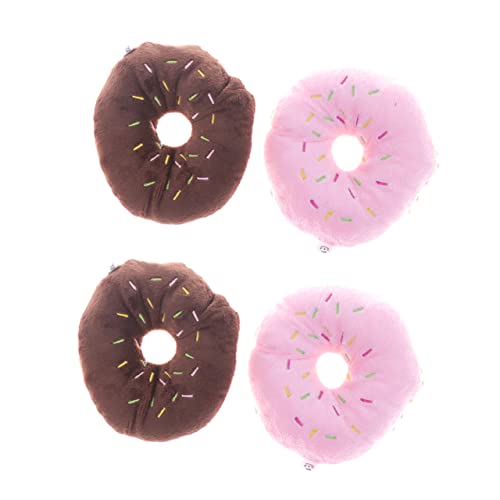 Toyvian 4er-Pack Donut-haustierspielzeug Quietschspielzeug für Hunde Kauspielzeug für Haustiere Haustier-beißspielzeug Interaktives Hundespielzeug Elastisches Lustiges Quietschspielzeug für Welpen von Toyvian