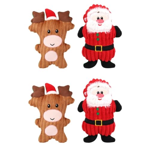 Toyvian 4 Stück Haustier Spielzeug Süßes Weihnachtswelpenspielzeug Xmas Vokalisierte Squeeze-spielzeuge Quietschender Weihnachtspudding Weihnachtsschmuck Hund Singen Kind Stoff Schmücken von Toyvian