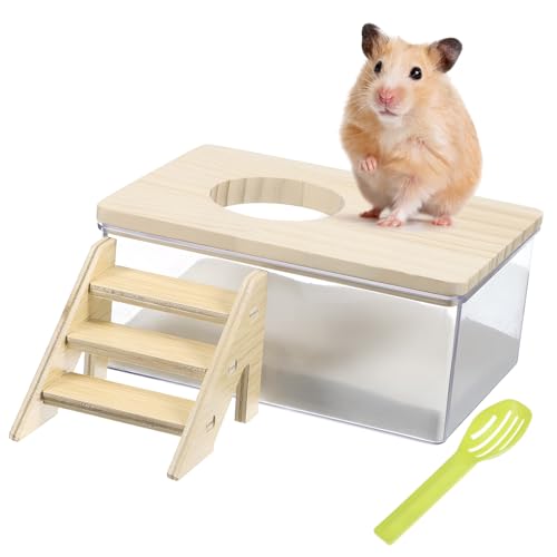 Toyvian Chinchilla Sandbad mit Holzleiter und Schaufel Transparenter Sandkasten für Hamster und Kleine Kleintiere Robustes Sandbad Zubehör für Sicheres Baden und Einfache Toyvian Chinchilla Sandbad mit Holzleiter und Schaufel Transparenter Sandkasten für Hamster und Kleine Kleintiere Robustes Sandbad Zubehör für Sicheres Baden und Einfache von Toyvian