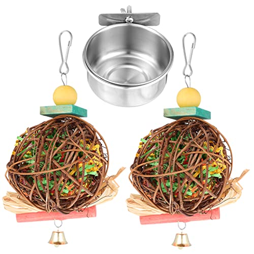 Toyvian Papageien Futterbecher mit Hängendem Rattan Ballspielzeug Multifunktionales Vogelspielzeug für Käfige Futterschalen für Wellensittiche und Nymphensittiche Toyvian Papageien Futterbecher mit Hängendem Rattan Ballspielzeug Multifunktionales Vogelspielzeug für Käfige Futterschalen für Wellensittiche und Nymphensittiche von Toyvian