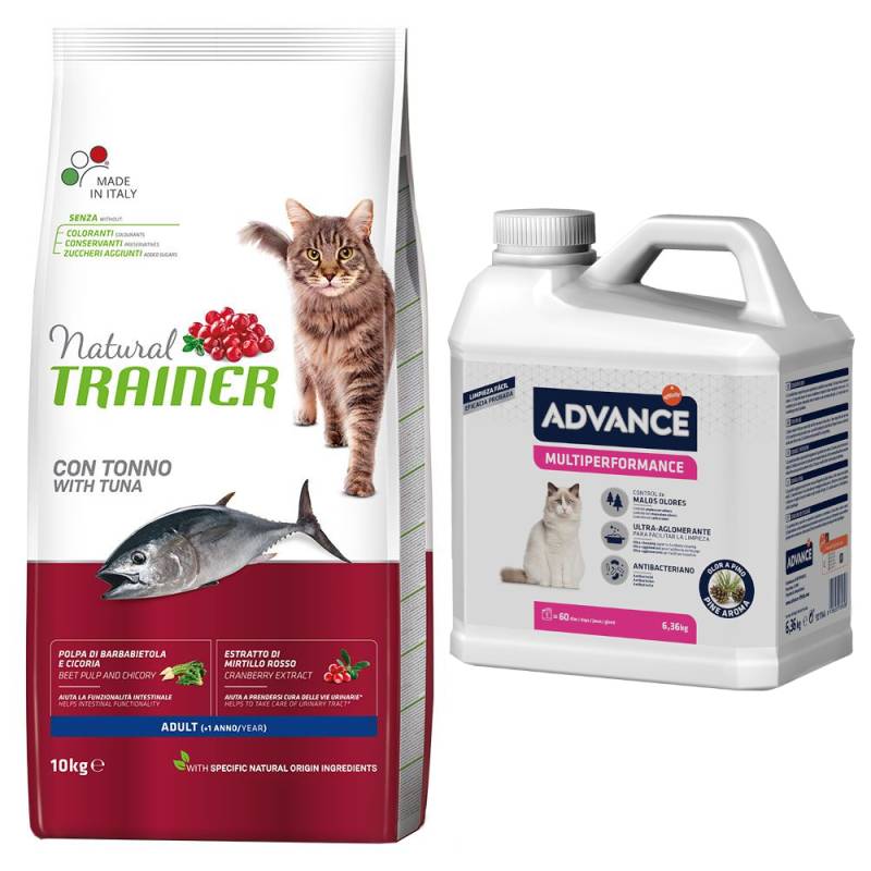 10 kg Natural Trainer Sterilised Adult + 6,36 kg Advance Multiperformance Klumpstreu gratis! - mit Thunfisch von Trainer Natural Cat