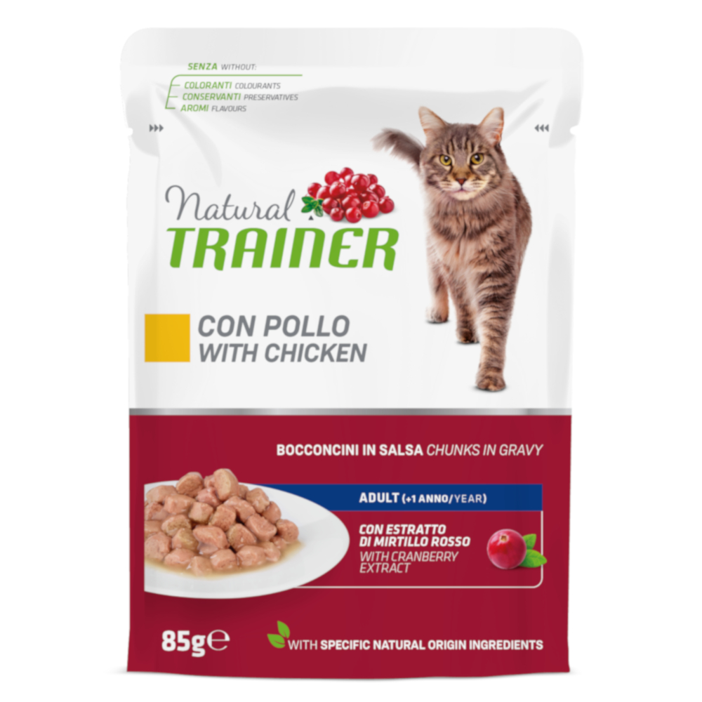 38 + 10 gratis! 48 x 85 g Natural Trainer Adult - Huhn von Trainer Natural Cat