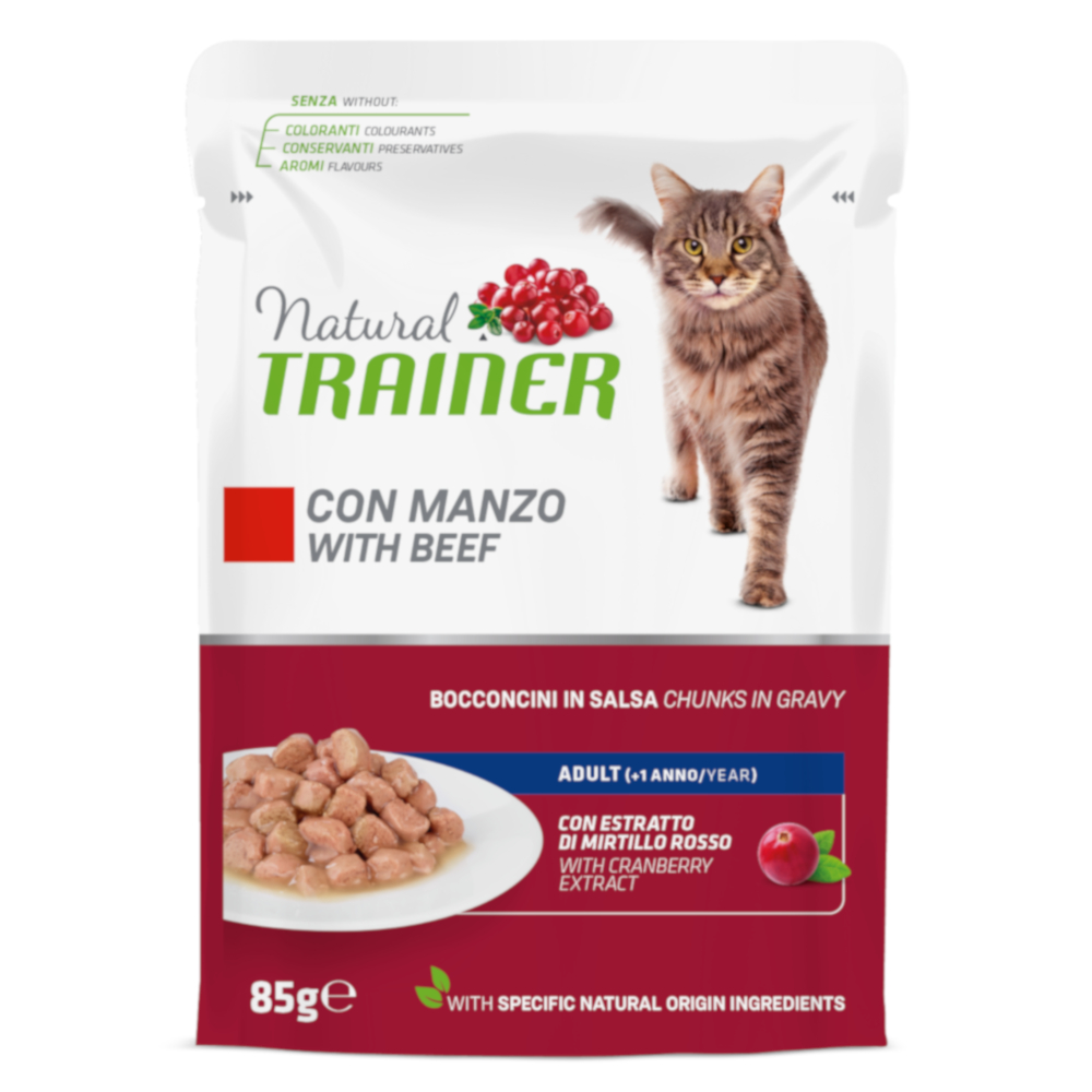 38 + 10 gratis! 48 x 85 g Natural Trainer Adult - Rind von Trainer Natural Cat