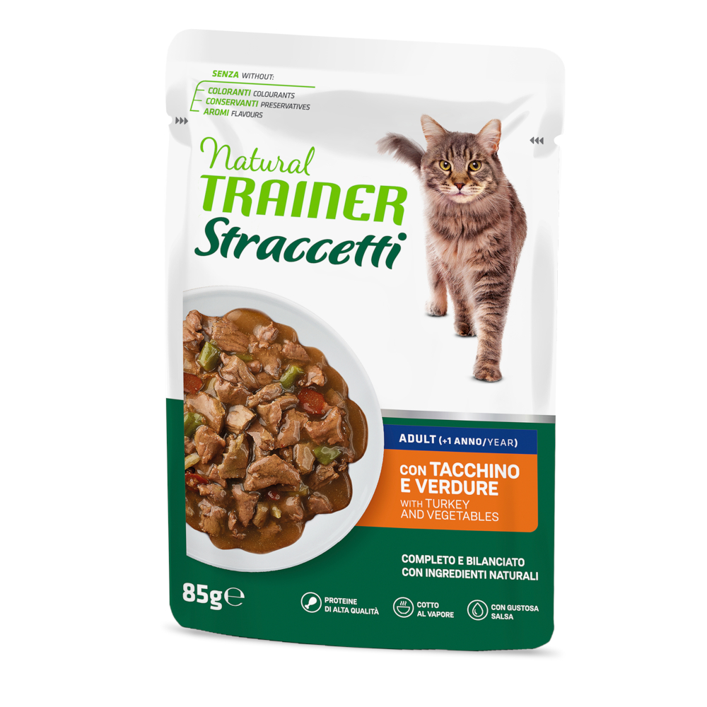 4 x 85 g / 6 x 85 g gratis! 12 x 85 g / 22 x 85 g Natural Trainer Streifen in Soße - 22 x 85 g Truthahn von Trainer Natural Cat