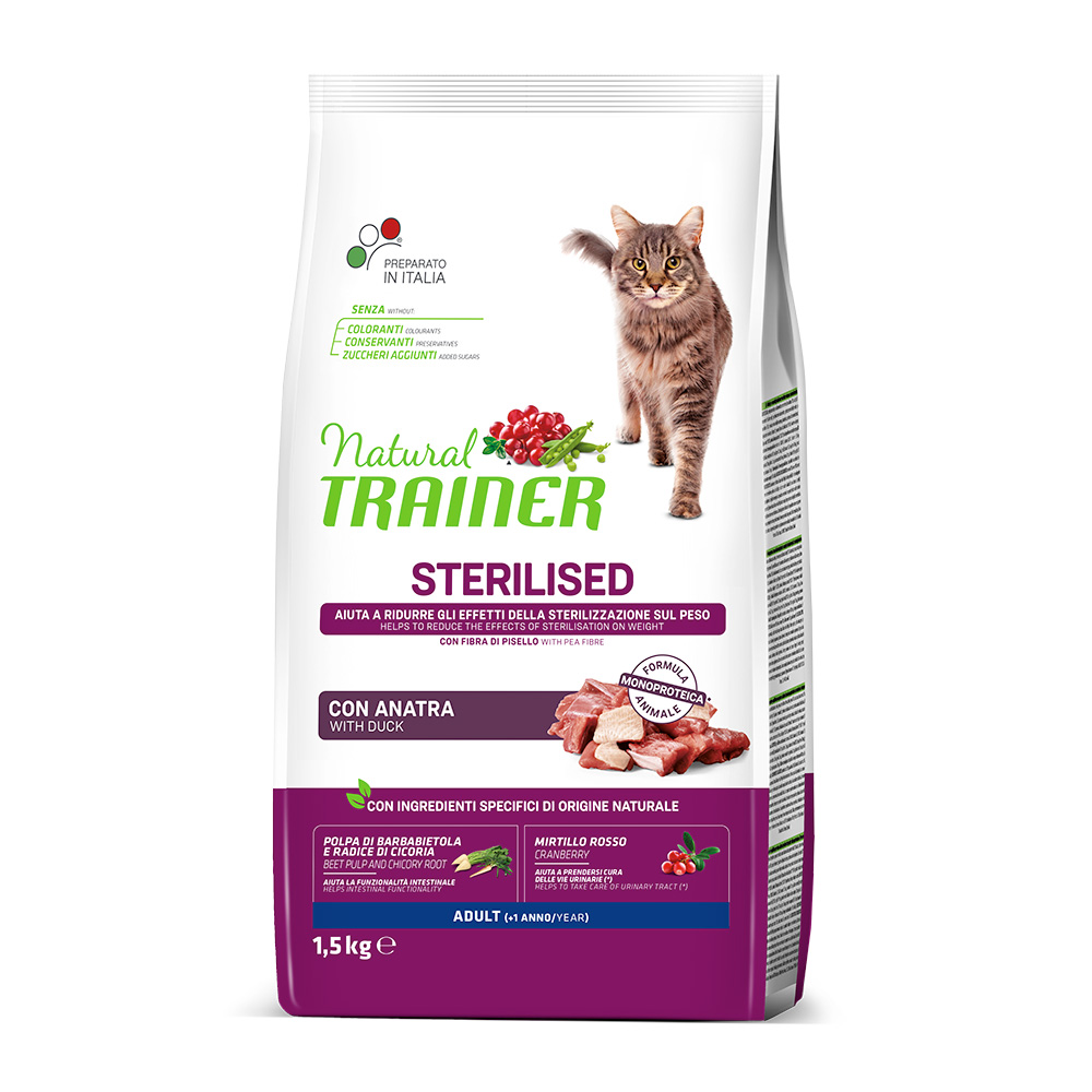 Natural Trainer Cat Sterilised mit Ente - 1,5 kg von Trainer Natural Cat