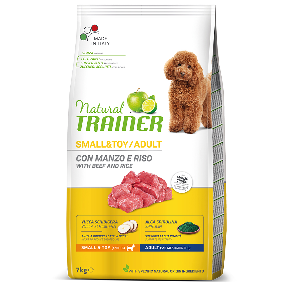 0,5 kg gratis! 7 kg Natural Trainer - ADULT MINI mit Rind & Reis von Trainer Natural Dog