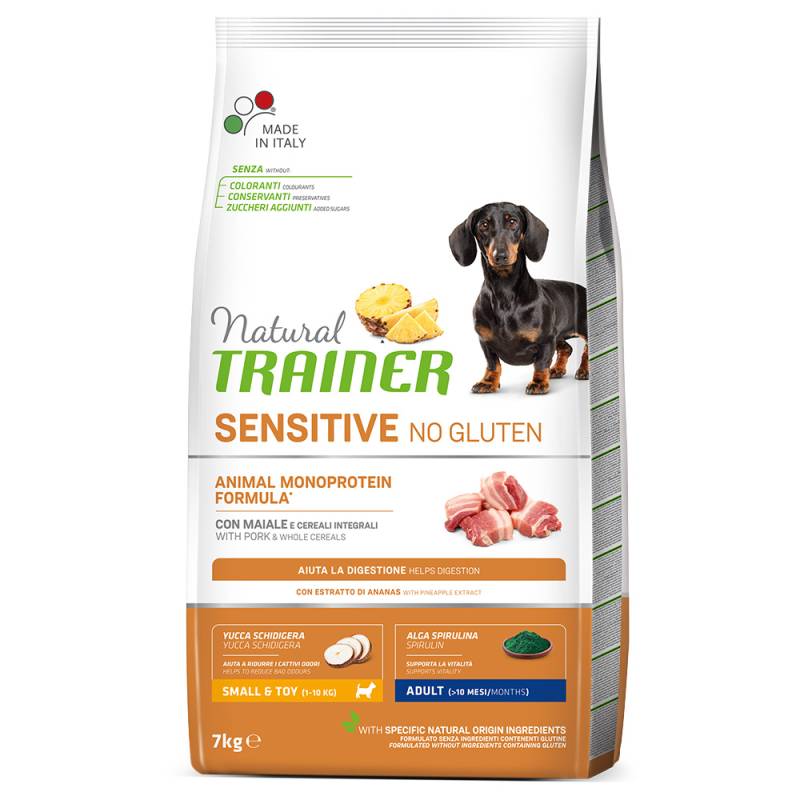 0,5 kg gratis! 7 kg Natural Trainer - Sensitive No Gluten Small & Toy Schwein von Trainer Natural Dog