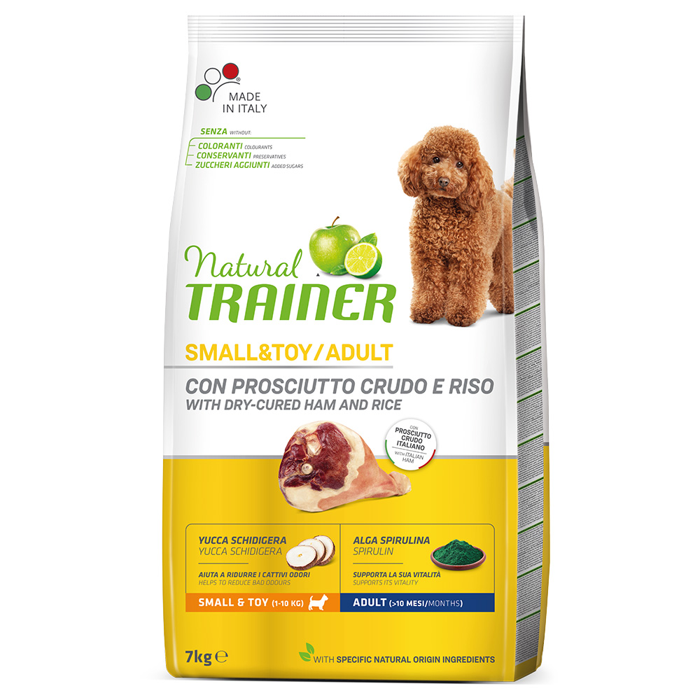 0,5 kg gratis! 7 kg Natural Trainer - Small & Toy Adult Schinken von Trainer Natural Dog