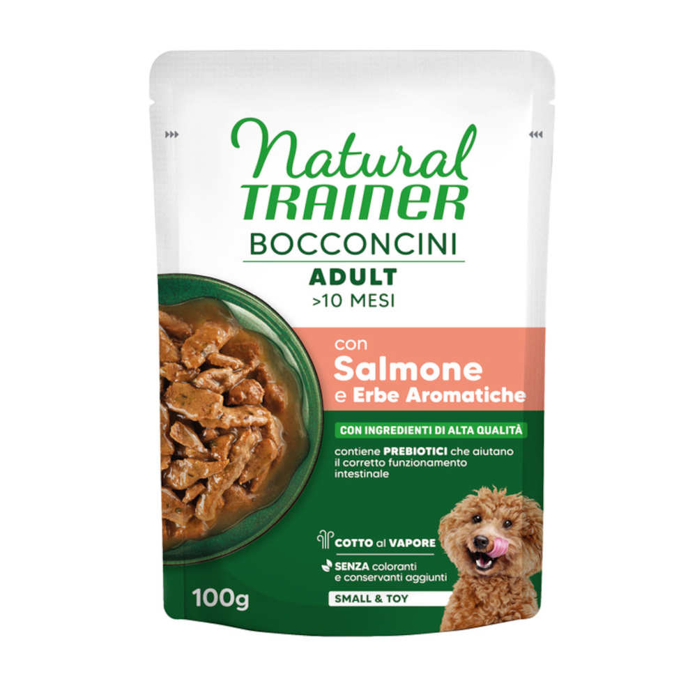 Natural Trainer Bocconcini Adult Small & Toy Häppchen in Sauce - Sparpaket: 48 x 100 g Lachs Natural Trainer Bocconcini Adult Small & Toy Häppchen in Sauce - Sparpaket: 48 x 100 g Lachs von Trainer Natural Dog