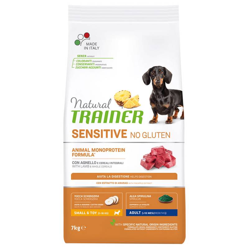 0,5 kg gratis! 7 kg Natural Trainer - Sensitive No Gluten Adult Small mit Lamm von Trainer Natural Sensitive