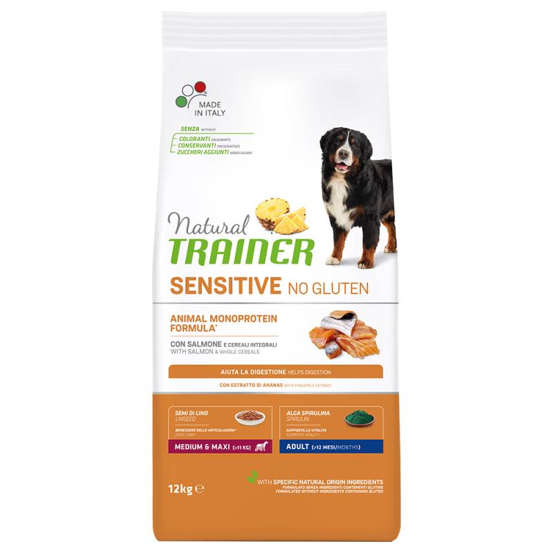 Natural Trainer Sensitive No Gluten Adult Medium/Maxi mit Lachs - Sparpaket: 2 x 12 kg von Trainer Natural Sensitive