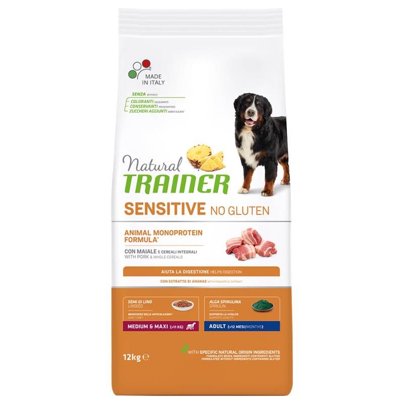 Natural Trainer Sensitive No Gluten Adult Medium/Maxi mit Schwein - 12 kg von Trainer Natural Sensitive