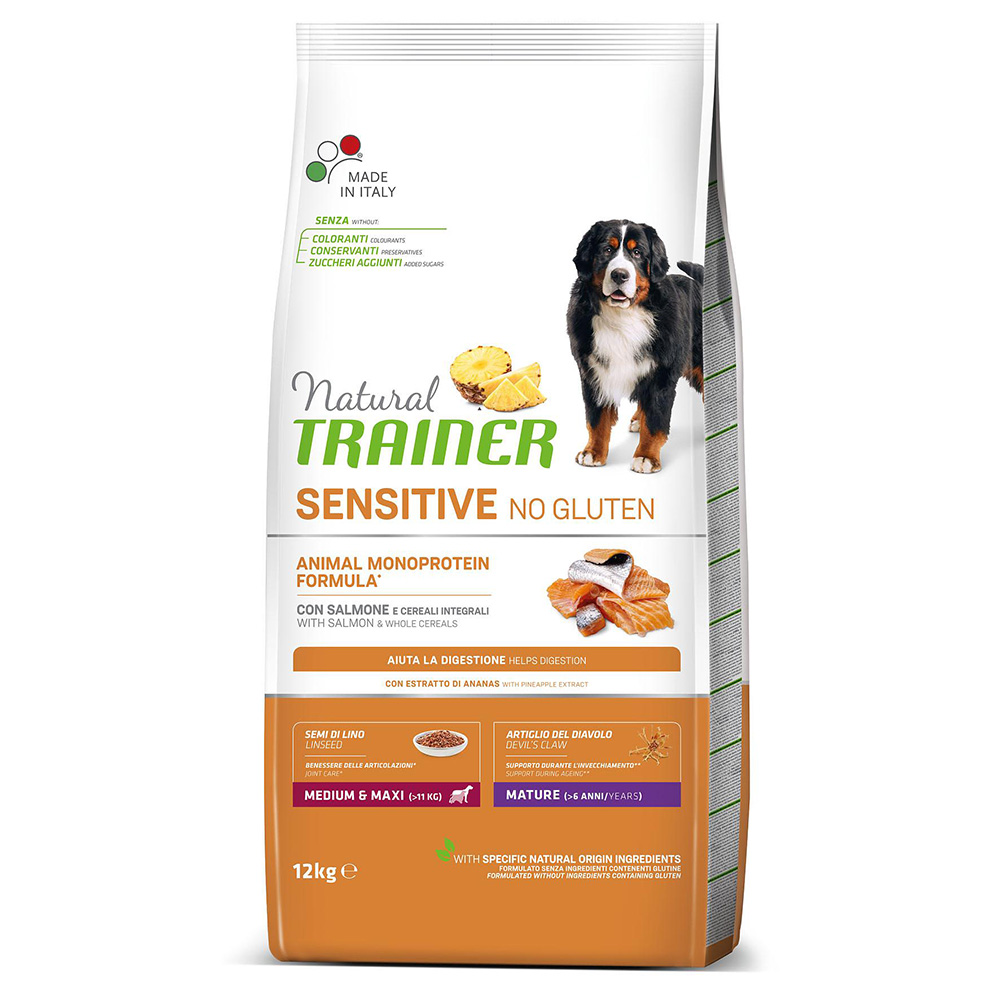 Natural Trainer Sensitive No Gluten Medium/Maxi Mature mit Lachs - 12 kg von Trainer Natural Sensitive