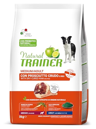 Natural Trainer Natural Medium Schinken Reis kg. 3 Trockenfutter für Hunde, Mehrfarbig, Einzigartig von Trainer Natural