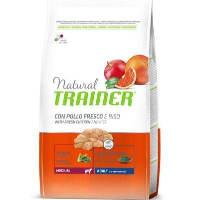 Trainer Natural Erwachsene Medium mit frischem Huhn, Reis, Chicorée und Spirulina Algen 3 kg von Trainer Natural