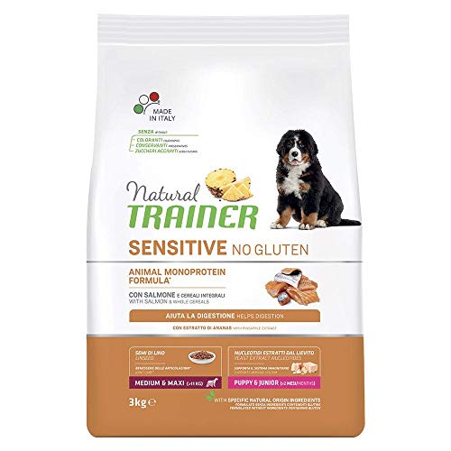 Trainer Natural Sensitive No Gluten Hundefutter Medium & Maxi Puppy & Junior mit Lachs 3 kg von Trainer Natural