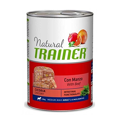 Feuchten für Hunde Natural Trainer Adult Medium mit Rind und Zichorien – 12 x 400 gr Promo Anzahl von Trainer Novafoods