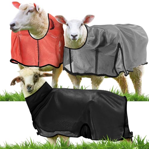 Tranqun Coole Schafdecken, Netzstoff, mittlere Ziegenabdeckung mit Netz-Hintern und verstellbarem Bauchgurt, Schafständer für Show-Lämmer, passend für Lämmer von 50 - 64 kg, hält das Tier sauber, von Tranqun