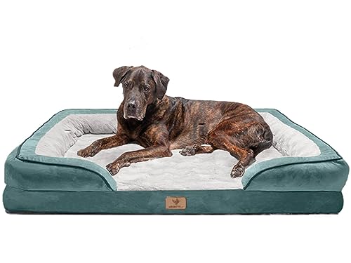 Traumreiter orthopädisches Hundebett für große Hunde XL Grün I Hundekörbchen Hundekorb Hundekissen Hundehöhle Hundesofa Hunde Bettchen Hundebetten für mittlere Hunde 110x80 cm von Traumreiter