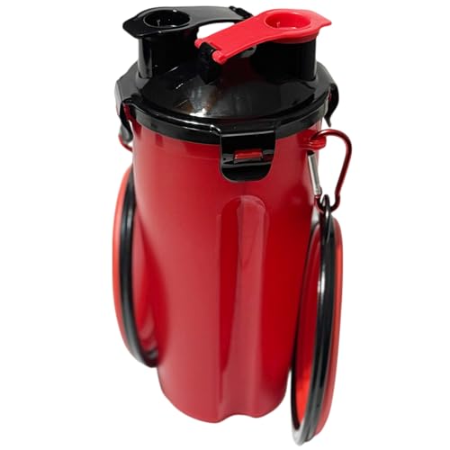 Tragbare Wasserflasche für Hunde mit faltbaren Näpfen - 2 in 1 Haustier Faltbare Wasserflasche Futterbehälter - Auslaufsichere Haustier Wasserflasche Ideal für Reisen, Camping, Outdoor, Wandern - Pet von Traveling Tots