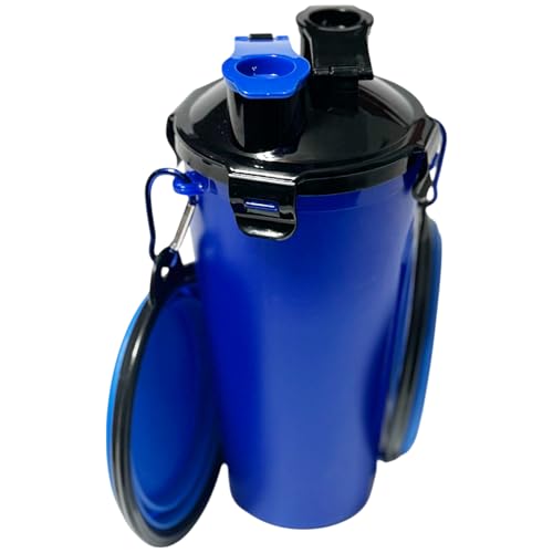 Tragbare Wasserflasche für Hunde mit faltbaren Näpfen - 2 in 1 Haustier Faltbare Wasserflasche Futterbehälter - Auslaufsichere Haustier Wasserflasche Ideal für Reisen, Camping, Outdoor, Wandern - Pet von Traveling Tots